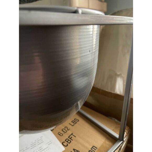 Metallic Silver Metal Modern Planter Bowl in Angular Stand - Picture 4 of 4